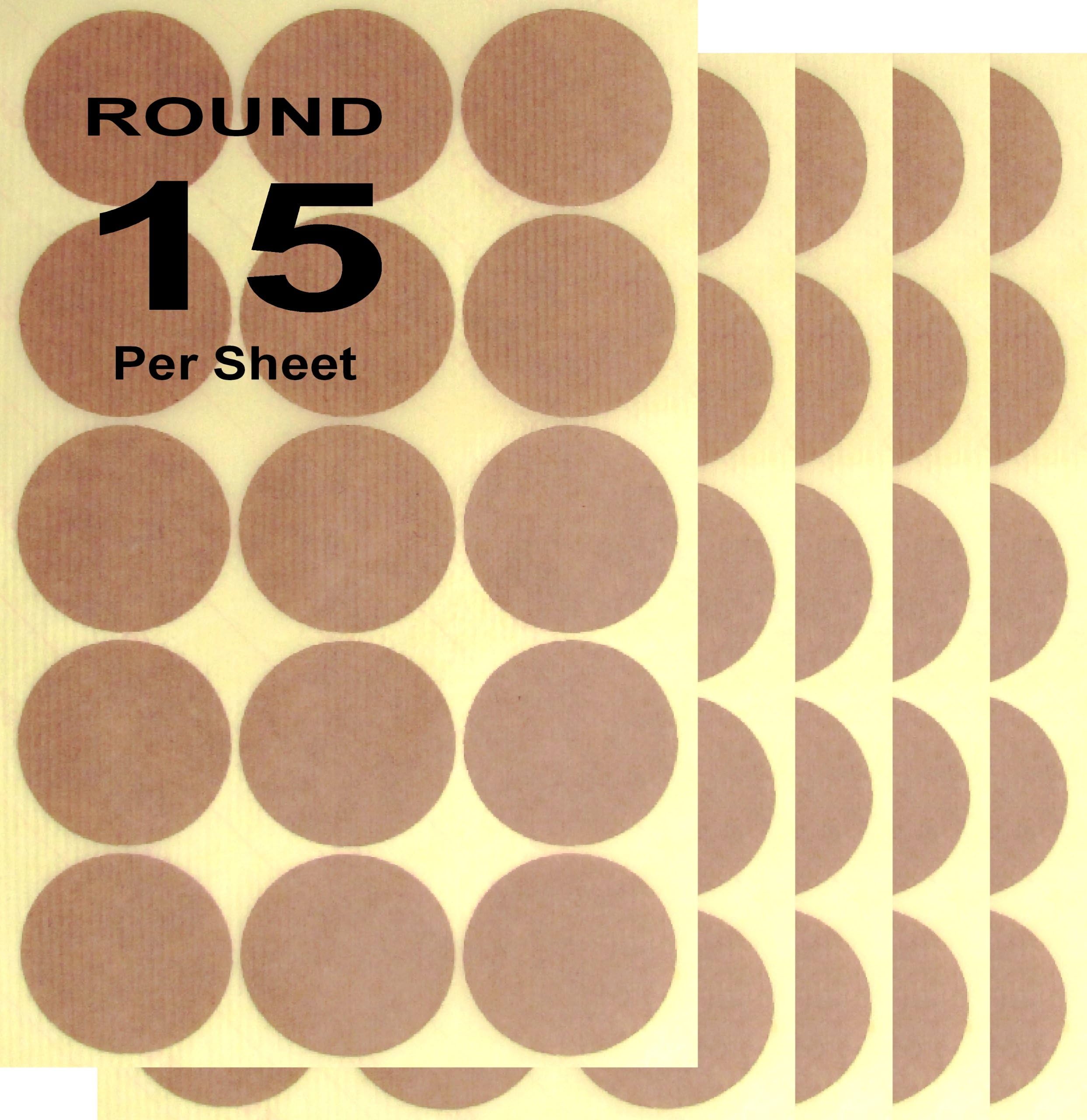 75 Round Buff Parcel Paper Self Adhesive Laser Ink Jet Printer Labels - 5 A4 Sheets x 15 Labels