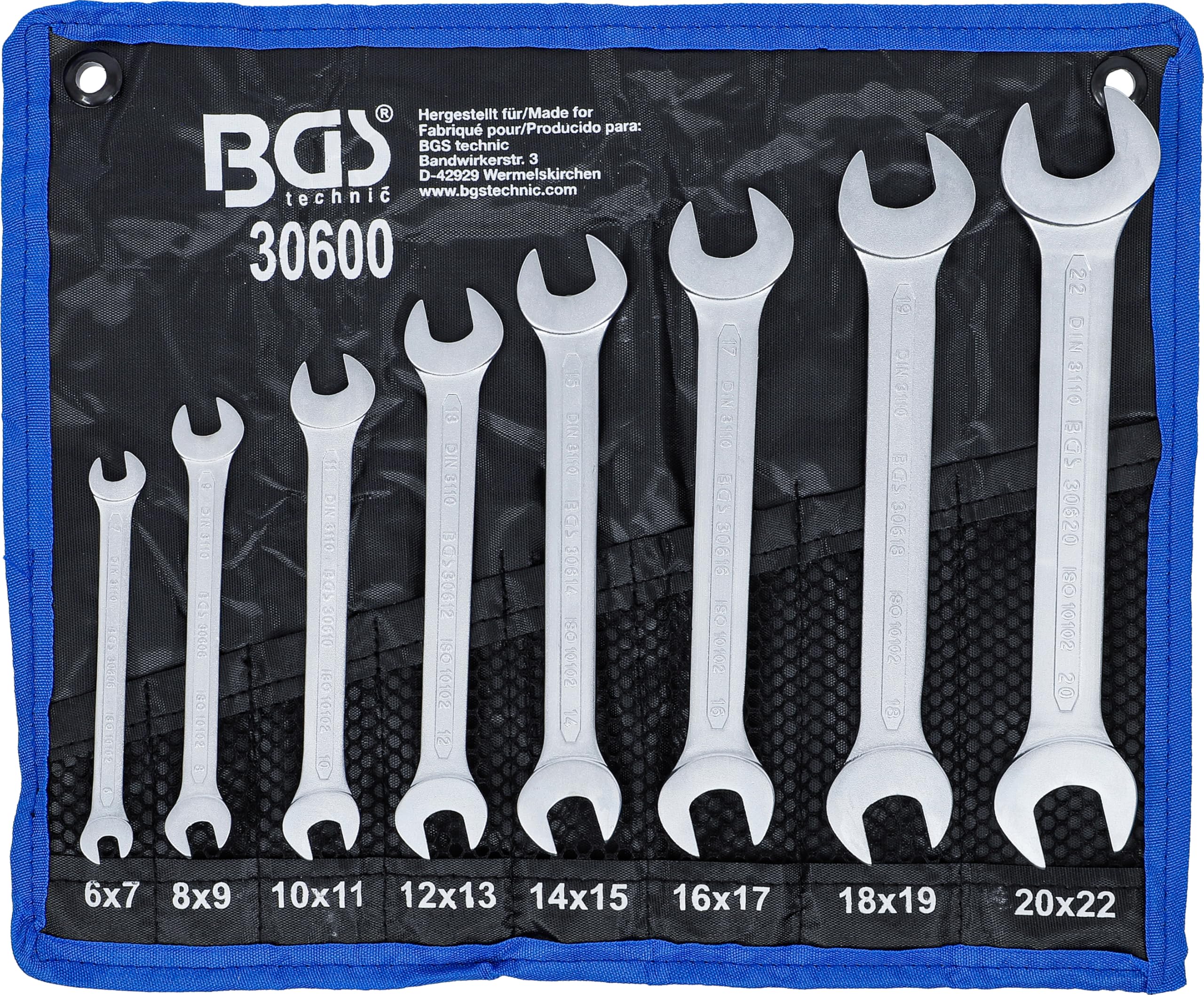 BGS 30600 | Double Open End Spanner Set | 6 - 22 mm | 8 pcs.