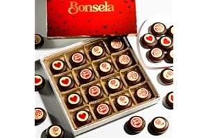 BONSELA Valentines Chocolate, Chocolate Gift Box, Valentine Chocolate Covered Oreo Cookies, 16pc Oreos Milk Belgian Hand Decorated Gift with Dark & White Chocolates, Valentines Candy Gifts for Him, Her, Kids
