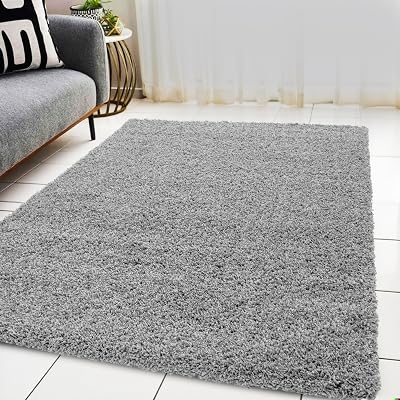 BPIL Silver 160x230cm 5cm Thick Shaggy Rug Modern Living Room Carpet