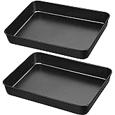 Herogo Rectangle Cake Pan Set of 2, 9 X 13 Inch Non-Stick Baking Pan for Oven, Stainless Steel Black Lasagna Brownies Casseroles Cakes Bakeware, Oven Safe