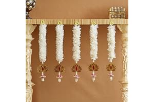 TIED RIBBONS 5 Pcs Indian Hanging Decorations | Plastic, 15.3 Inch | Ganesh Chaturthi Decoration | Lotus Wall Hanging for Indian Decor, Backdrop Decorations, Puja Decor, Diwali Decorations for Home