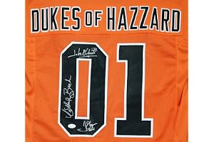 Dukes of Hazzard Signed Autographed Orange Custom Jersey JSA Witnessed COA - Catherine Bach, John Schneider, Tom Wopat