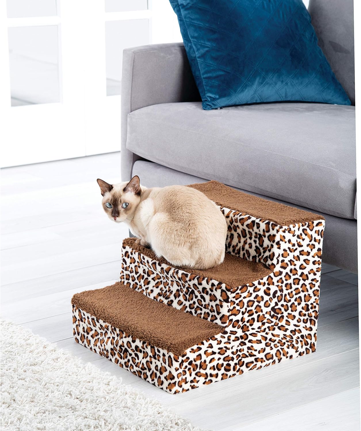 Etna Products Pet Stairs 3 Steps Stairs Small Dog Cat Steps Pet Ramp Ladder Portable Travel Up to 20 lbs : Dog Stairs : Pet Supplies