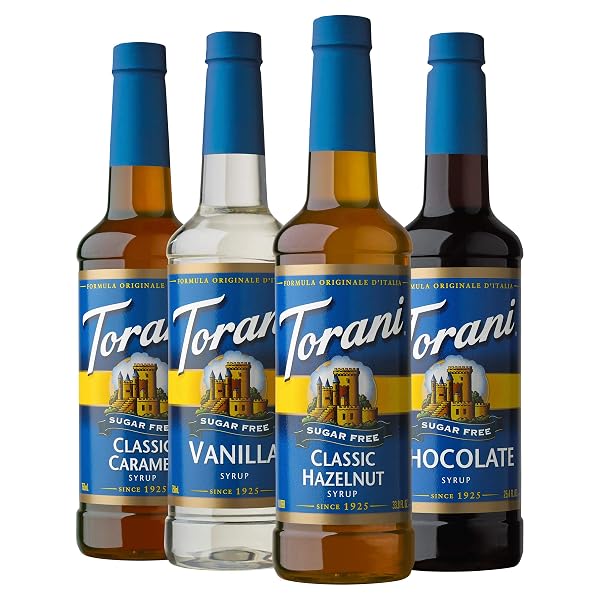 TORANI SUGAR FREE SYRUP, VARIETY PACK, 25.4 OUNCE (PACK OF 4)