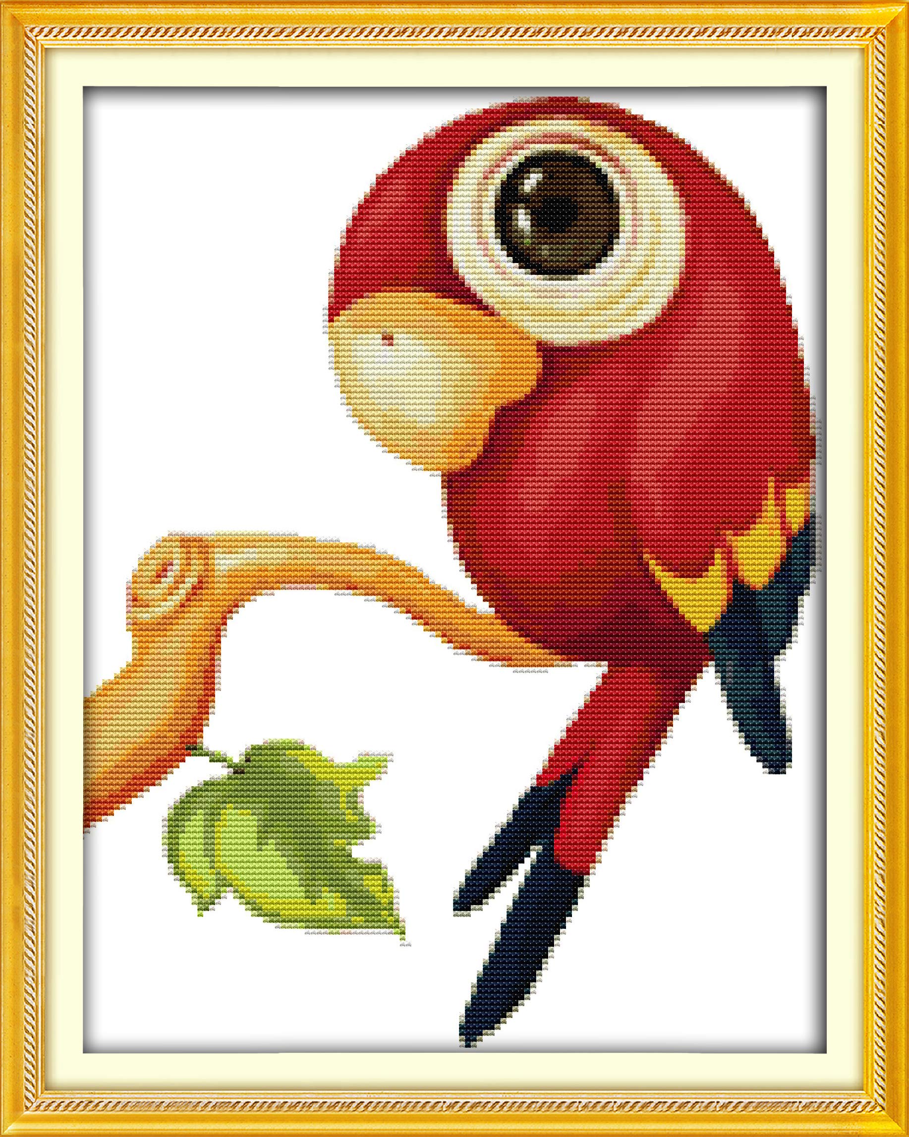 OWN4B Cross Stitch Kits Stamped, Parrot Printed Pattern 11CT 15.0x18.5 inch DIY Embroidery Kit