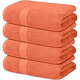 Avalon Towels Orange Bath Towels Set of 4 pcs (27x54 inches), 100% Cotton Towel Absorbent and Quick Dry Orange Towel for Bathroom, Super Soft and Perfect for Daily Use