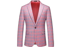 MOGU Men's Slim Fit Plaid Suit Set – Sport Coat Blazer, Vest & Pants (Each Sold Separately) for Wedding, Prom & Party
