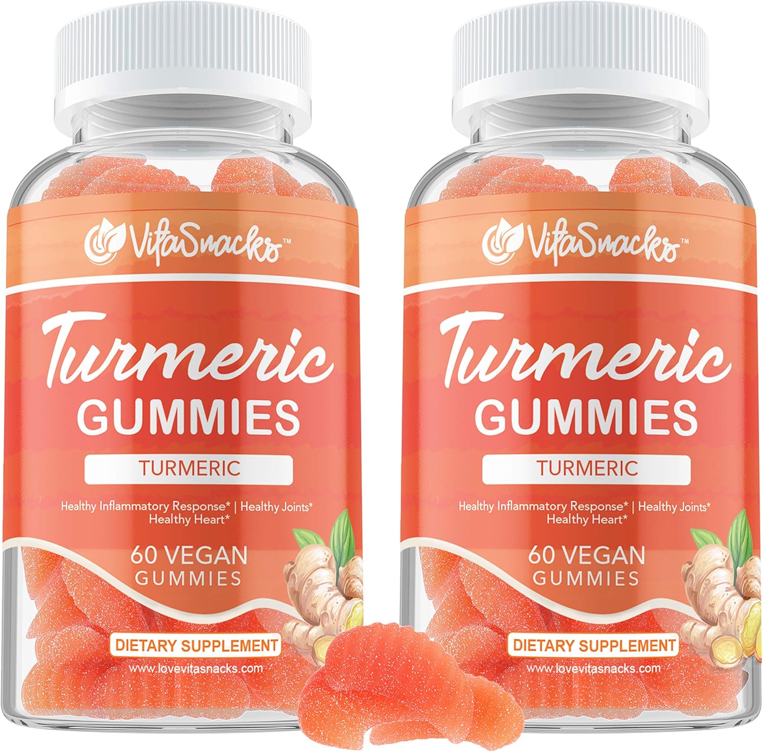 2 Pack Turmeric Curcumin Gummies w Ginger for Adults