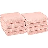 Amazon Basics Quick-Dry Hand Towels - 100% Cotton, 8-Pack, Petal Pink