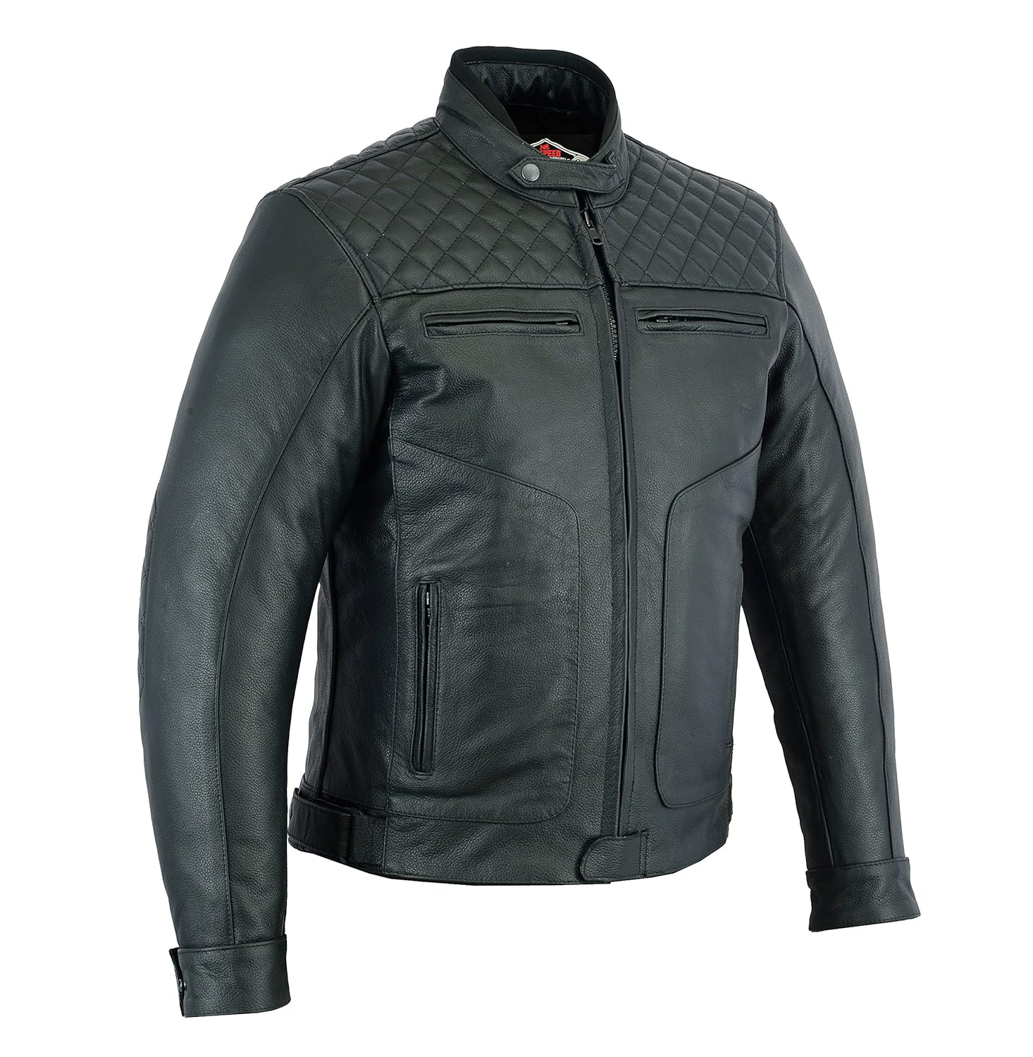 Men's Texpeed Armoured Black Leather Diamond Stitched Motorcycle