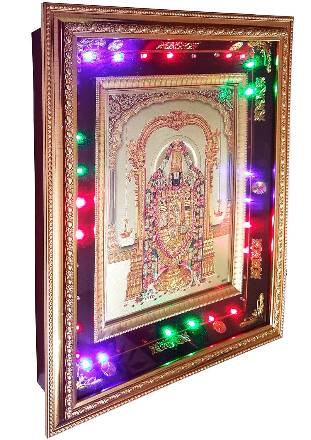 Big Tirupati Balaji Photo with LED Lights 52 x 40 cm Balaji Photo Frame