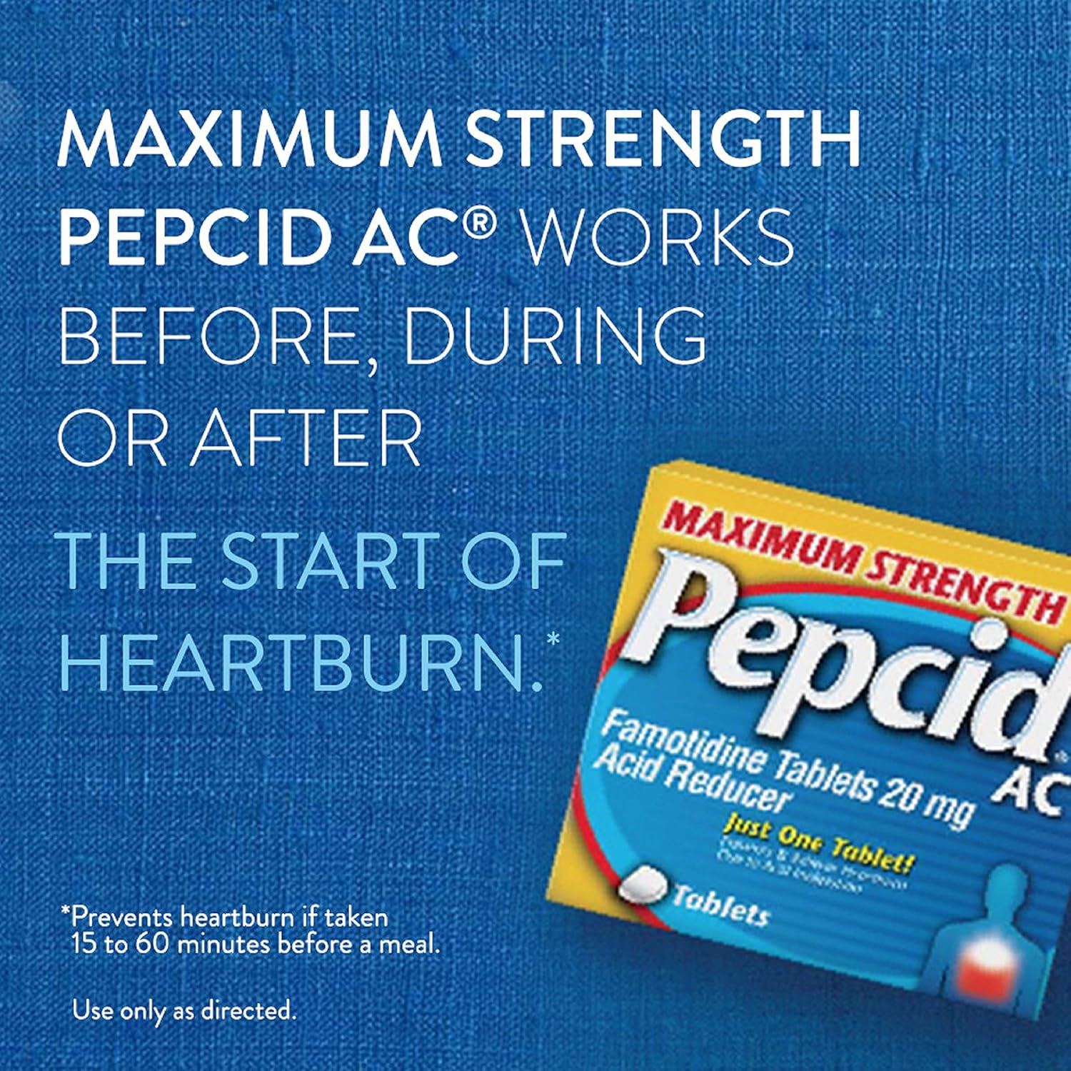 Pepcid AC Maximum Strength with 20 mg Famotidine for All-Day Heartburn Prevention & Relief, 50 ct.: Health & Personal Care