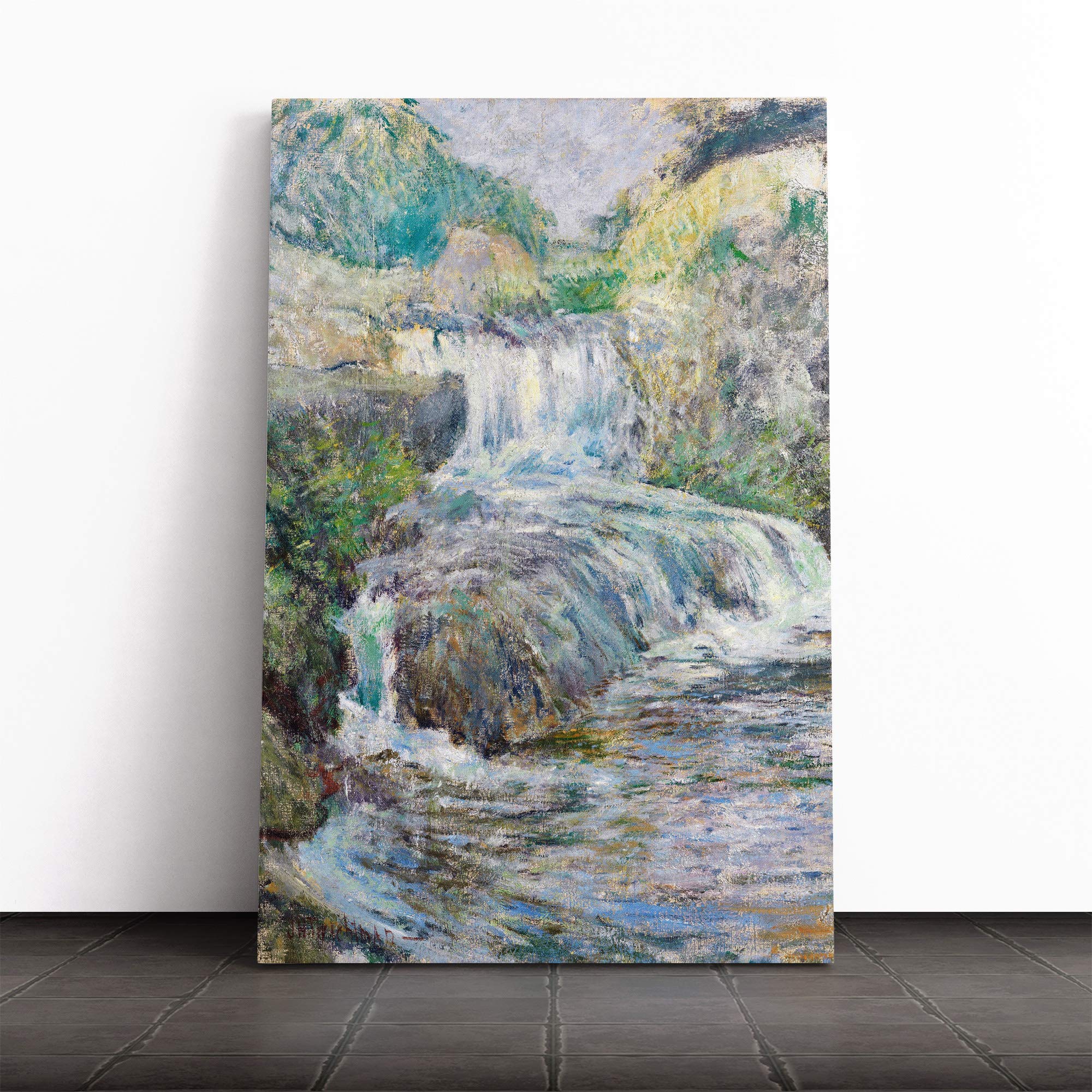 John Henry Twachtman Waterfall Canvas Print | Gallery Wrapped 30mm Frame Wall Art | 20x14 inches | Ready to Hang | Modern Landscape Picture | Living Room Bedroom Lounge Office