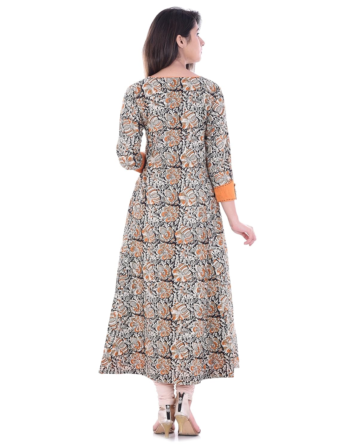 yash gallery women's cotton anarkali kalamkari print kurti(multi)