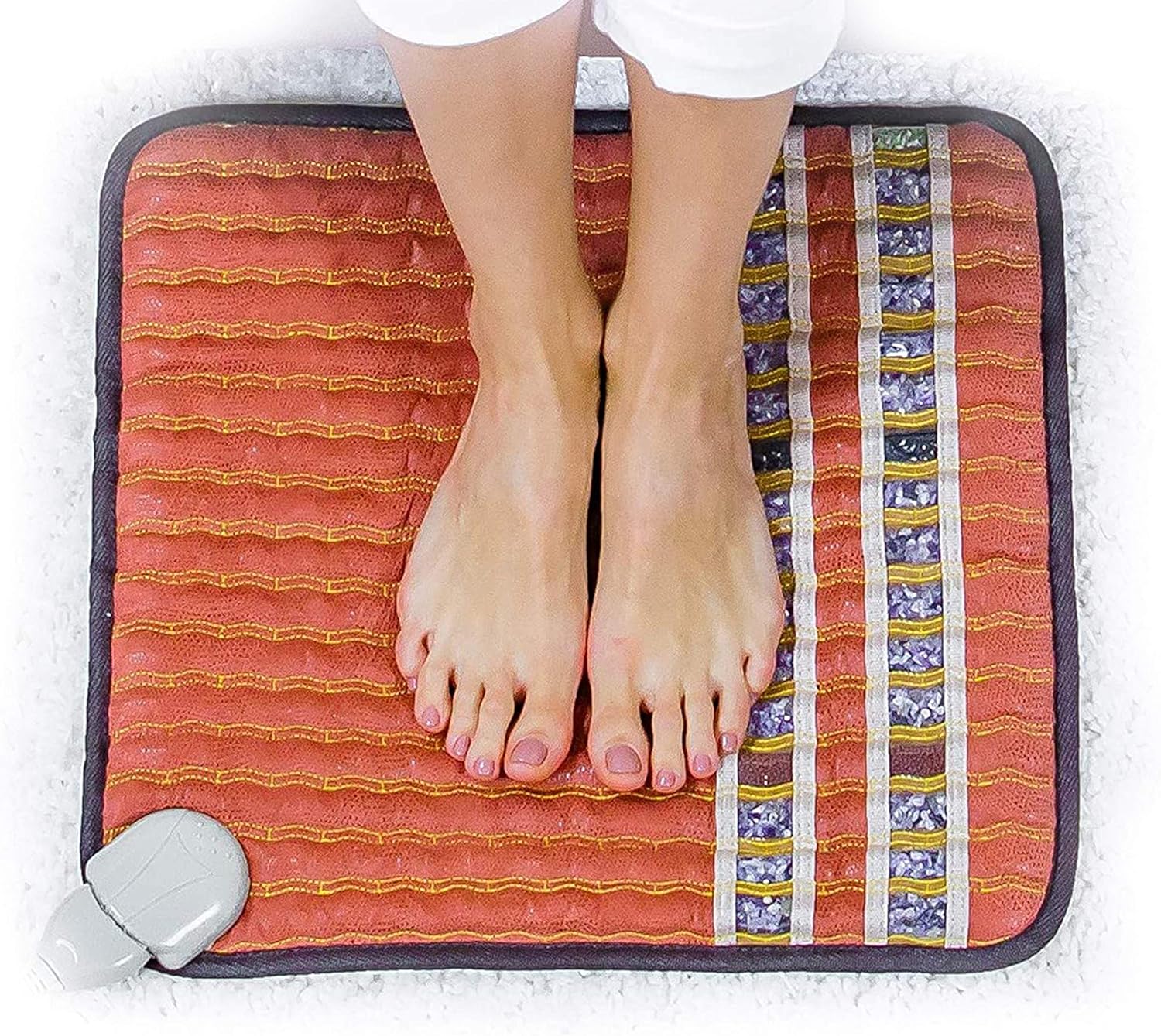 HealthyLine Far Infrared Small Heating Pad - Soft Mat Filled with Amethyst, Tourmaline and Obsidian Crystals - Negative Ion Therapy, EMF Blocking, Pain Relief - TAO Inframat Pro: Health & Personal Care