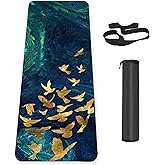 Knsbk Non Slip Yoga Mat TPE Workout Mat for Men Women, Thick Workout Mat with Carrying Strap, Fitness Mats for Exercise, Yoga, Fitness, Pilates, Floor Workouts (72