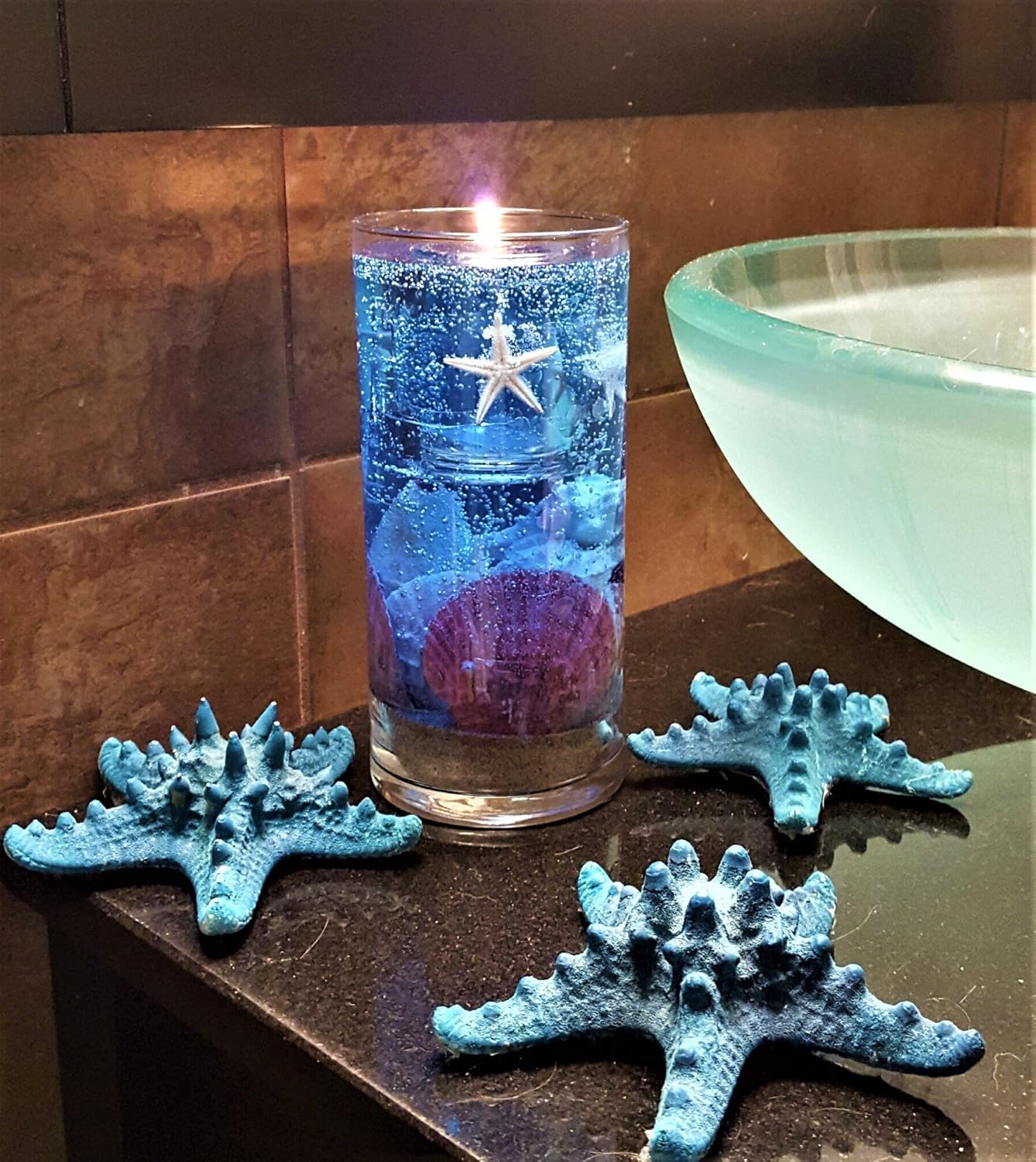 Reusable Gel Wax Candle with Sea Shells & Star Fish in 2