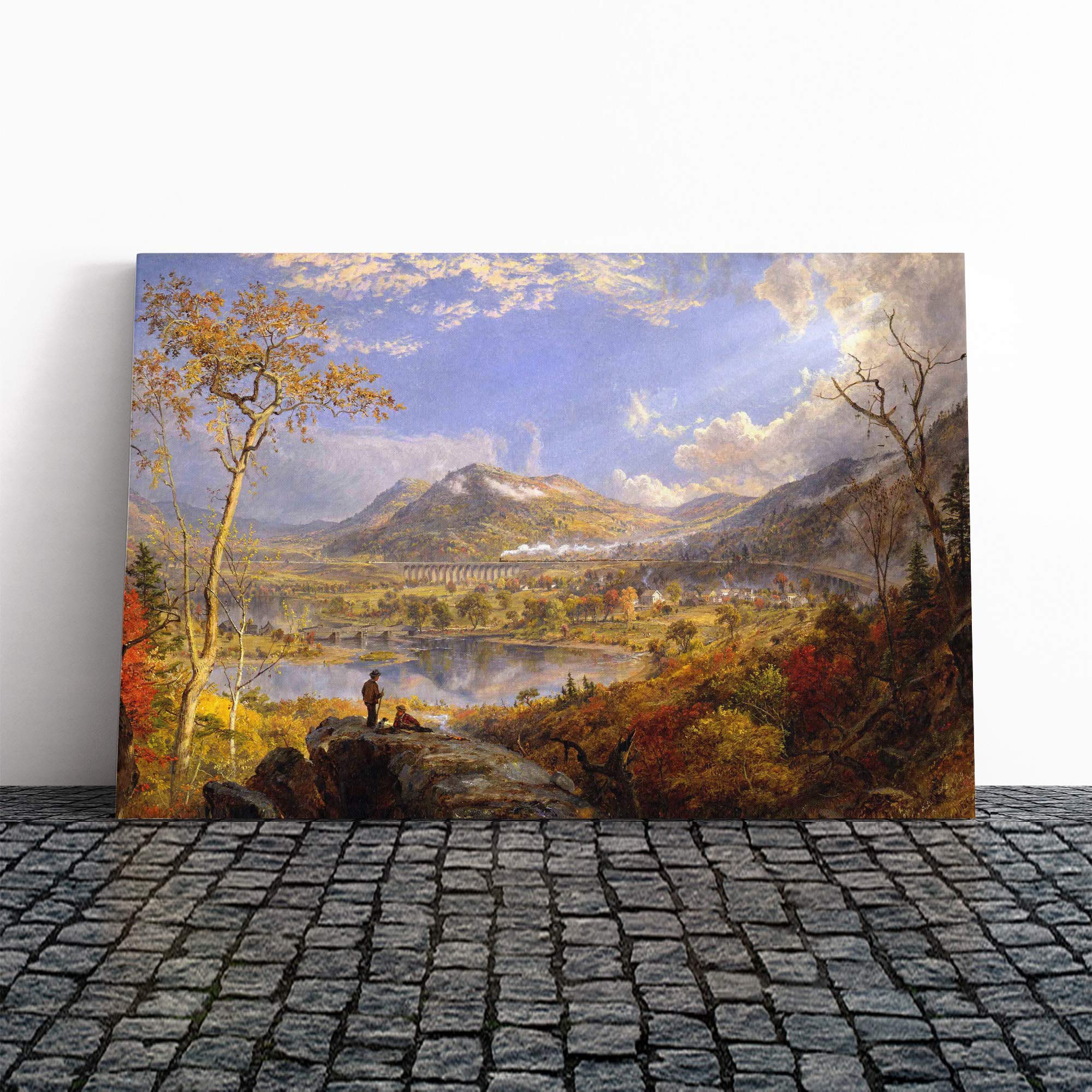 Jasper Francis Cropsey Starrucca Viaduct, Pennsylvania Canvas Print | Gallery Wrapped 30mm Frame Wall Art | 20x14 inches | Ready to Hang | Classic Picture | Living Room Bedroom Lounge Office