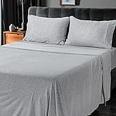 Utopia Bedding Queen Sheet Set - Jersey Knit Sheets 4 Piece – Cotton – Soft T-Shirt Stretchy Sheets (Heather Light Grey)