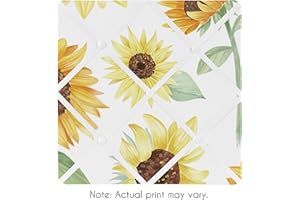 Sweet Jojo Designs Yellow, Green and White Sunflower Boho Floral Fabric Memory Memo Photo Bulletin Board - Farmhouse Watercolor Flower