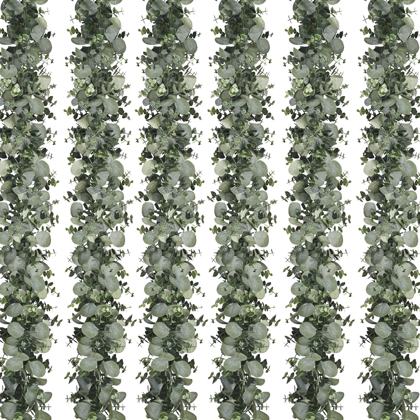 Photo 1 of Dolicer 6 Packs 6FT Artificial Eucalyptus Garland, Faux Greenery Garland Hanging Fake Silver Dollar Eucalyptus Leaves Vines for Wedding Backdrop Arch Table Wall Party Home Decor