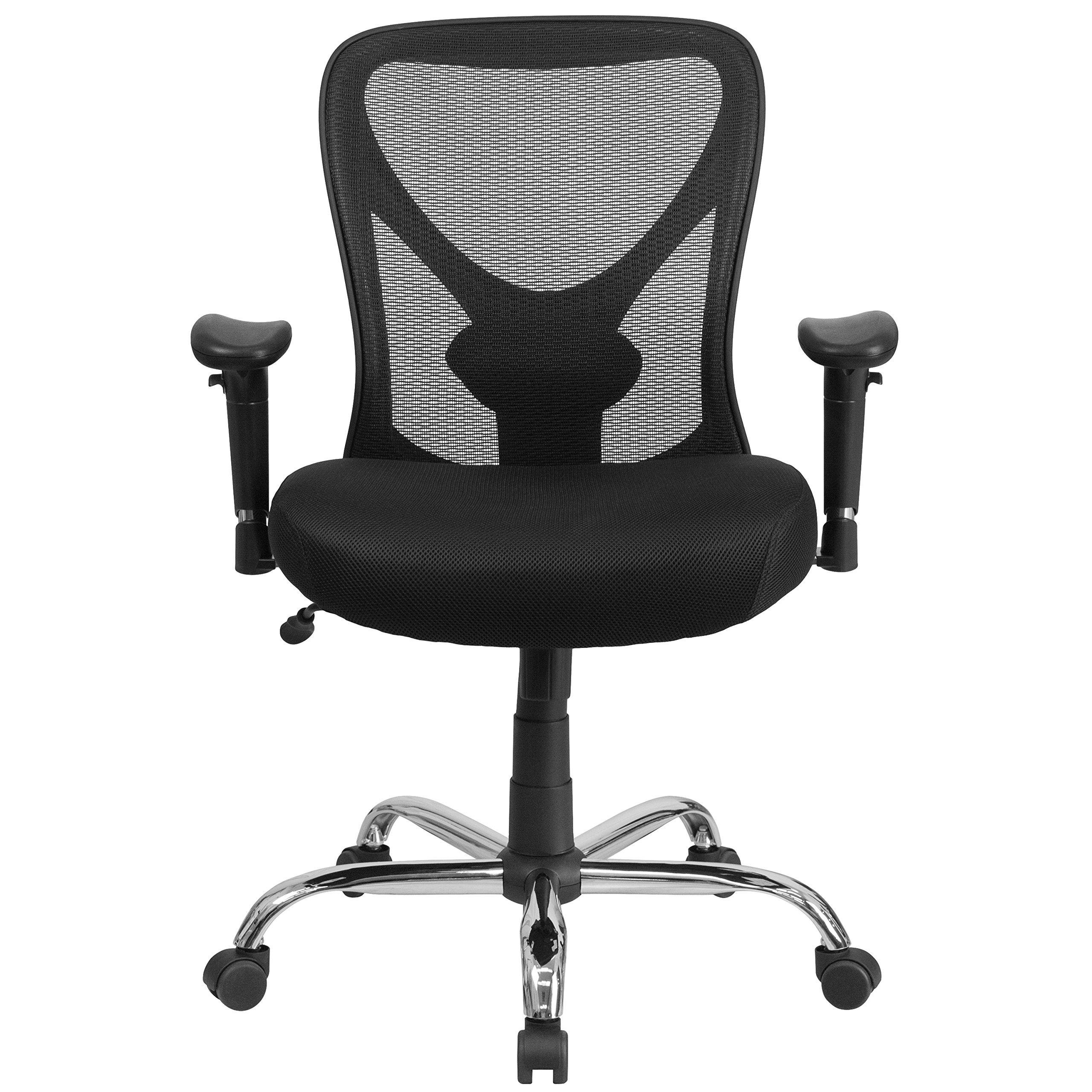Flash Furniture HERCULES Series Big & Tall 400 lb. Rated Black Mesh Swivel Task Chair with Height Adjustable Back and Arms