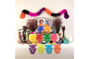 AMAE El Dia de Los Muertos Classic Decor KIT. With a 4.5" Hand-painted ceramic Skull. All You Need to Set-Up your Traditional Ofrenda or "Day of the Dead" Altar.