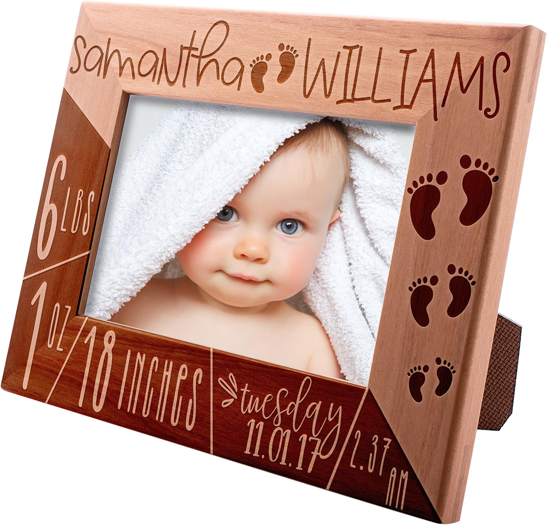 Personalized Birth Announcement Frame | 4x6 | Custom Engraved Picture Frame w Baby Name, Birth Information, Stats, Lbs, Baby Gifts #D22