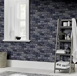 Arthouse Metallic Brick Navy Gold Wallpaper Feature Wall Paste Paper 1005x53cm view 3