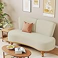 ALISH 49" Small Loveseat Sofa Settee Curved Sofa Couch Upholstered Dining Banquette Bench with Backrest and Wooden Legs for Dining Room Living Room Bedroom Funiture, Ivy