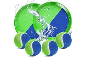 EPPO Toss Ball and Catch Set Toss Paddle Catch Ball Game Beach Toys Back Yard Pool Outdoor Throw Sticky Mitts Toys Set Age 3+ Years Boys Girls Adults