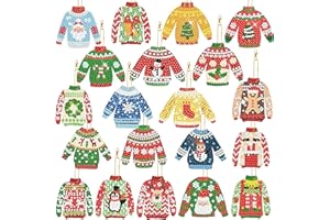 BCCSNNM Christmas Sweater Diamond Painting Keychain Kits Ugly Sweater 5d Diamond Art Hanging Ornaments with Key Ring DIY Craf