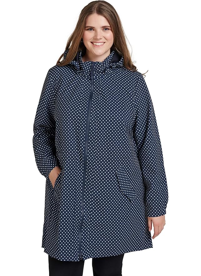 Zizzi Damen Lange Softshellmantel Kapuze Wasserabweisend Blau Große Größen 42-56