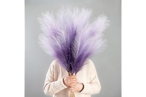 Acfruits 12 Pcs Purple Gradient Faux Pampas Grass Decor 38"/3.1FT Tall Fake Pompas Floral Large Artificial Pompous Grass Branches Plants for Floor Vase Filler Home Boho Decoration