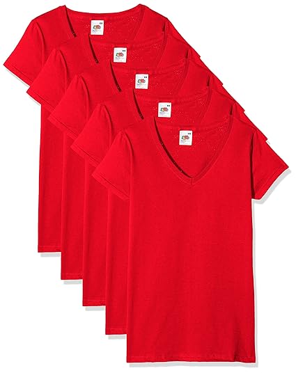 Fruit of the Loom Damen T-Shirt Valueweight V Neck Lady-fit 5 Pack