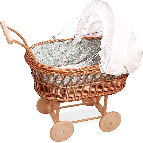 legler grey wicker dolls pram