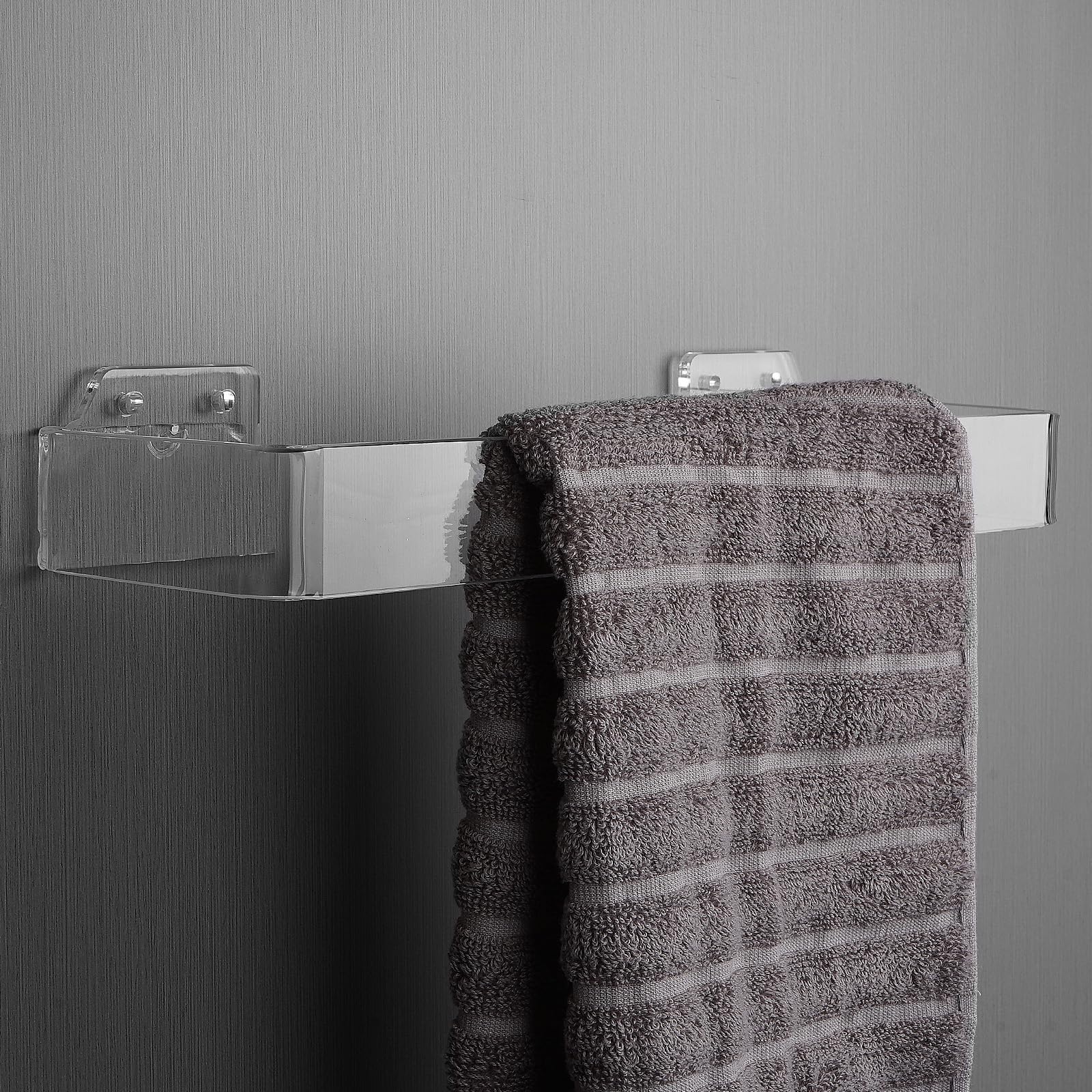 Photo 1 of 12.6Inches Hand Towel Holder, Self Adhesive Towel Rack for Bathroom Wall Mounted, Acrylic Towel Hanger (Clear)