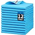 HOMERHYME Microfiber Glass Cleaning Cloth, 12 Pack Window Glass Cleaning Rags, Reusable Lint-Free Streak Free Polishing Cloth Wipes for Stainless Steel, Eyeglasses, Mirrors, Screens & Lenses,12" 12"