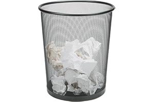 Mind Reader Mesh Trash Can, 16.65L (4.4 gal), Waste Paper Basket, Round, Office, Metal Mesh, Black