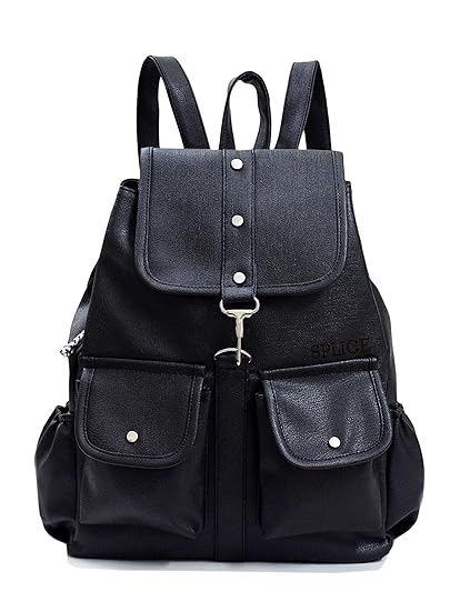 RIDGEWOOD Leather Backpack School Bag Student Backpack Women Travel Bag 6 L Backpack (M, Black)