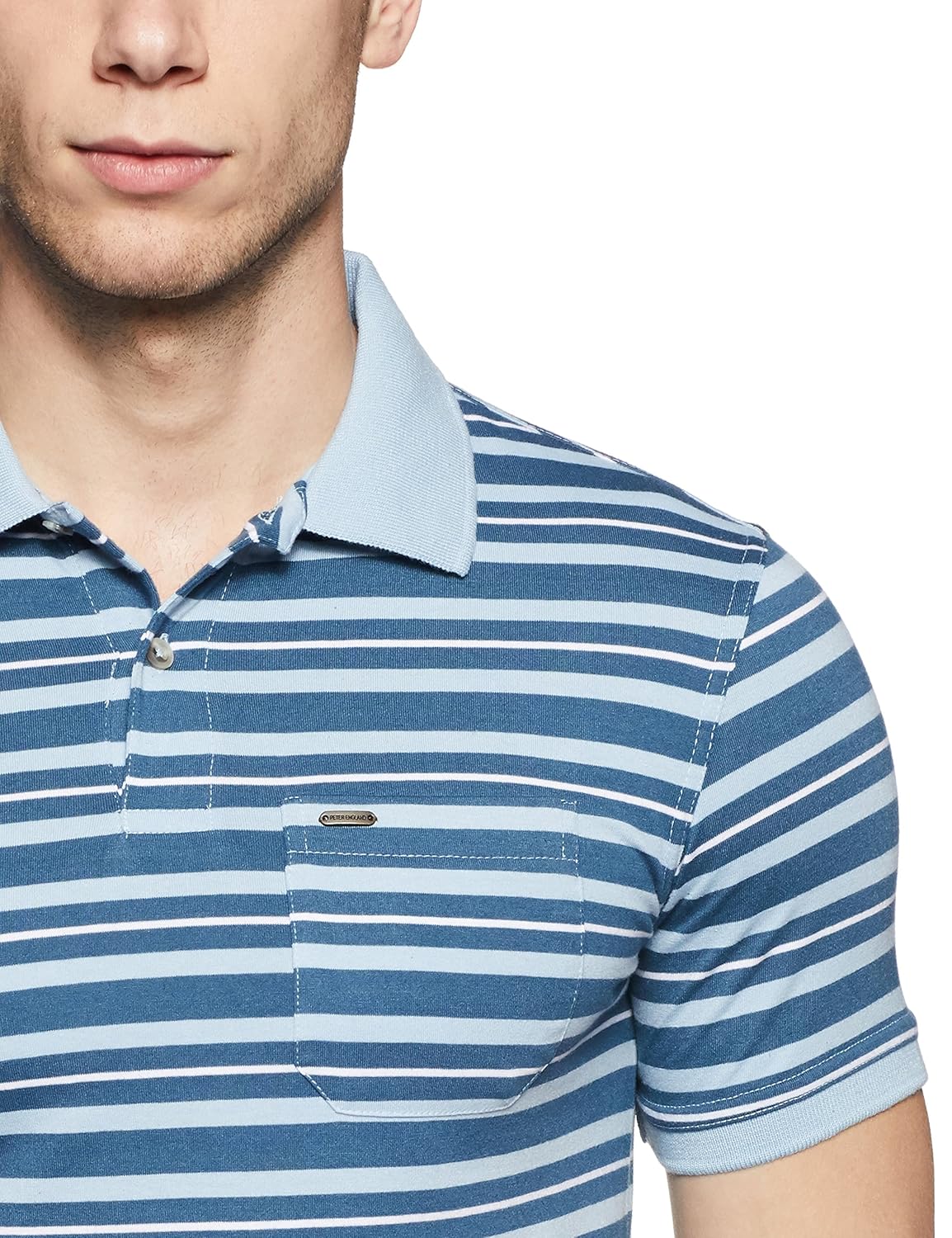 peter england men's striped regular fit polo