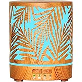 Essential Oil Diffuser Metal Aromatherapy Oil Diffusers for Large Room,Water Plants Pattern Ultrasonic Cool Mist Diffuser with Waterless Auto Shut-Off Protection,for Home Office,300ML