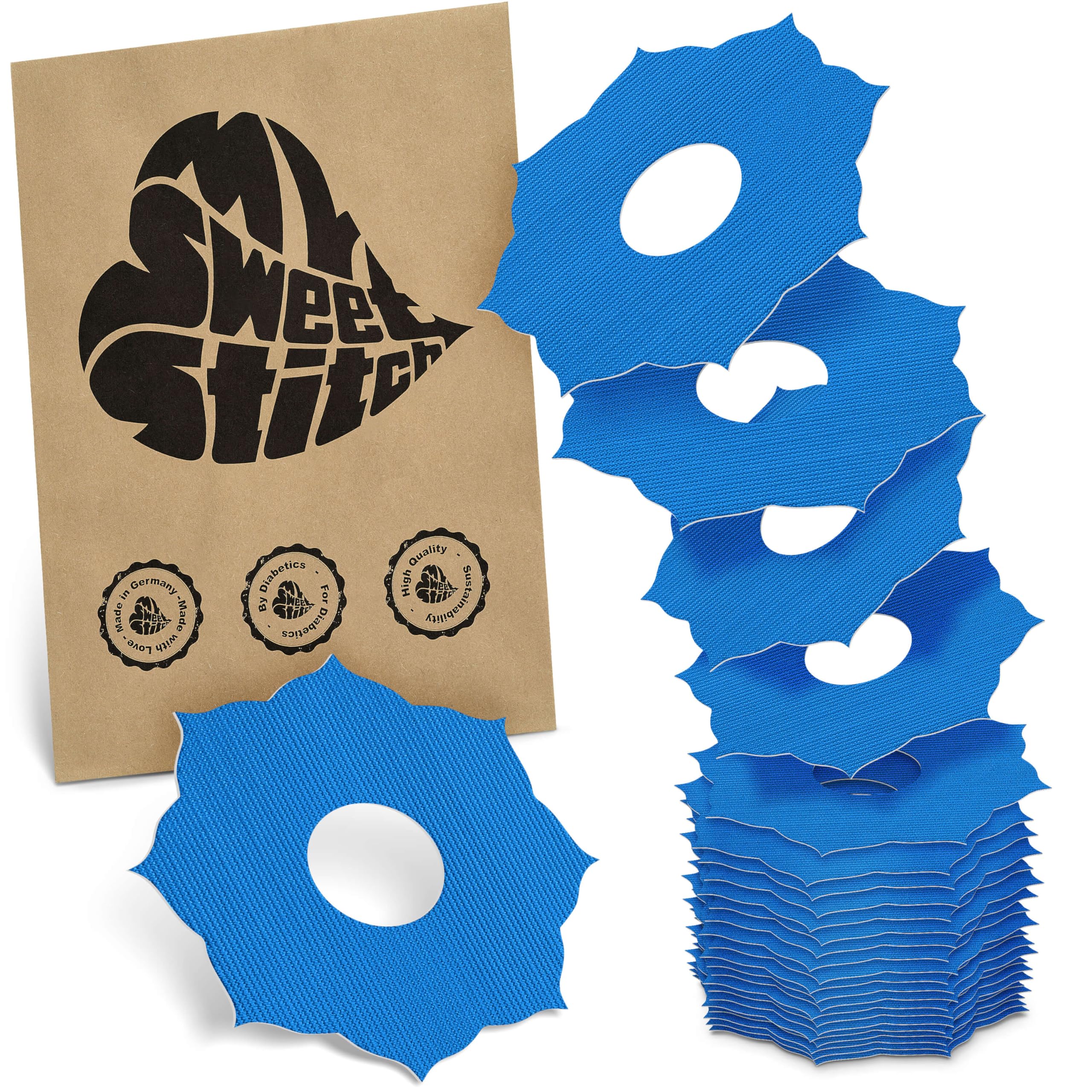 MySweetStitch - 25 x Freestyle Libre 3 Patches Mandala, Overpatch Ø 65mm, Waterproof, Breathable, Skin-Friendly, Made in Germany, Blue