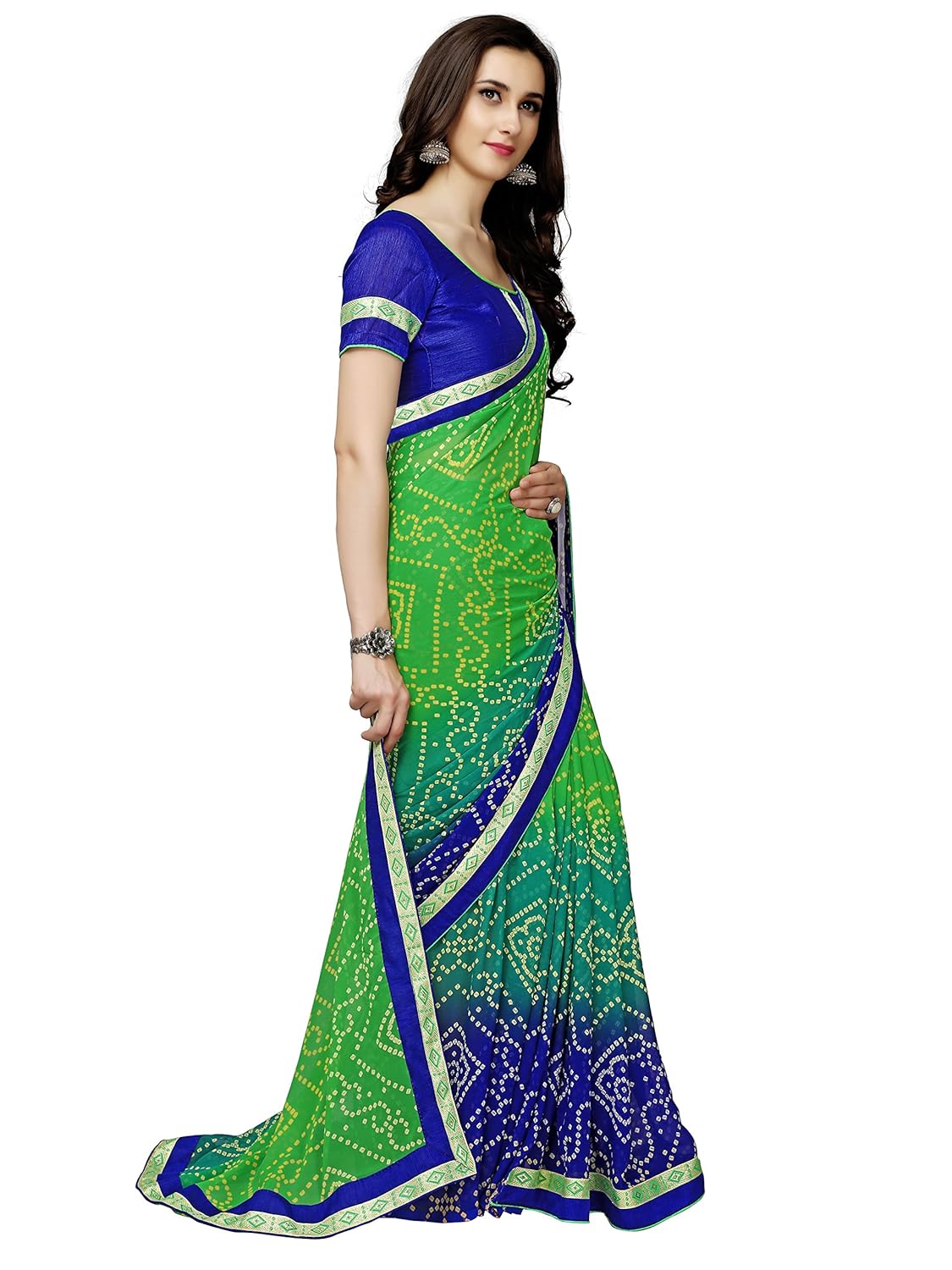 online fayda women's georgette saree with blouse piece (of288,green,free size)