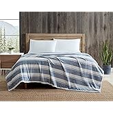 Eddie Bauer - Queen Size Blanket, Ultra-Soft Plush Striped Bedding for Year Round Comfort, Throw Blanket for Couch or Bed (Pebble Grey)
