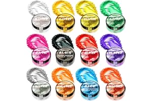 Edible Glitter for Drinks - 12 Colors Luster Dust Edible with Spoons Brushes, Food Grade Edible Glitter for Cake Decorating -