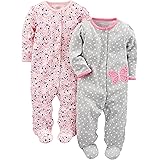 Simple Joys by Carter's Baby Girls' 2-Pack Cotton Snap Footed Sleep and Play