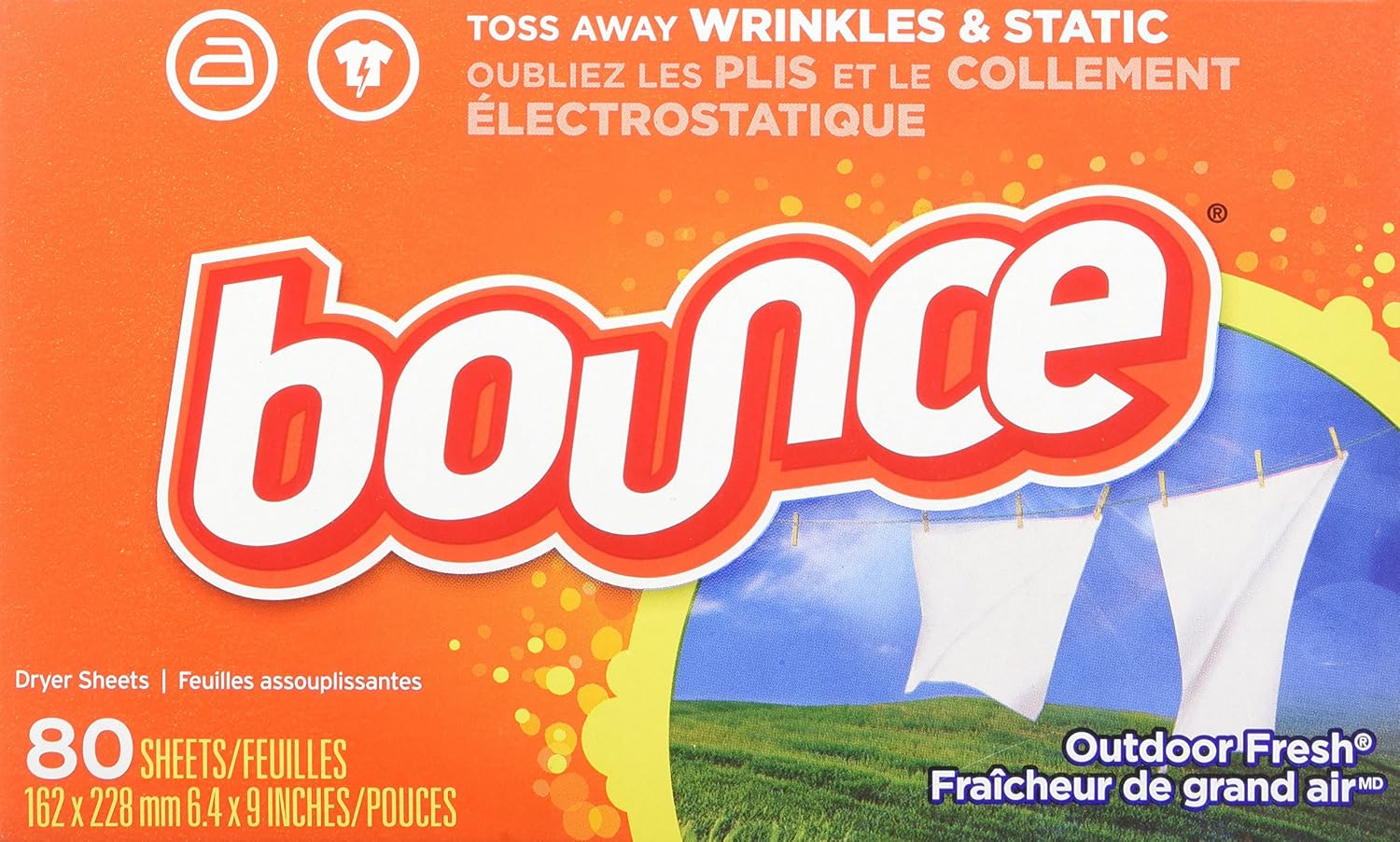 Bounce outdoor Fresh fabric softener sheets 80 count (037000800682)