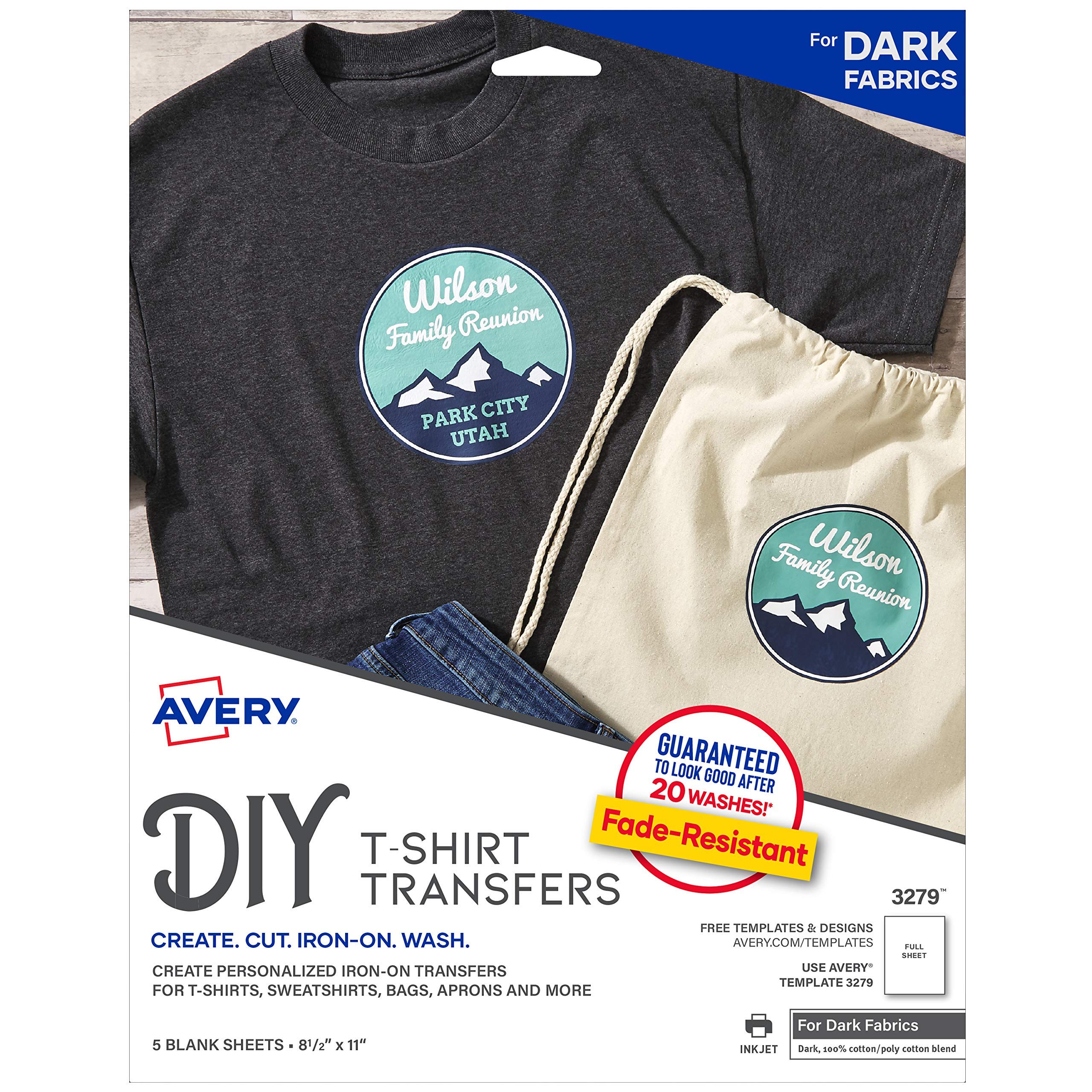 Printable T-Shirt Transfers, for Use on Dark Fabrics, Inkjet Printers, 30 Paper Transfers - 1